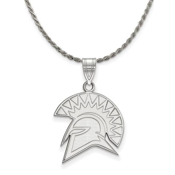 Sterling Silver San Jose State Large Logo Pendant Necklace - 20 Inch - Picture 1 of 7